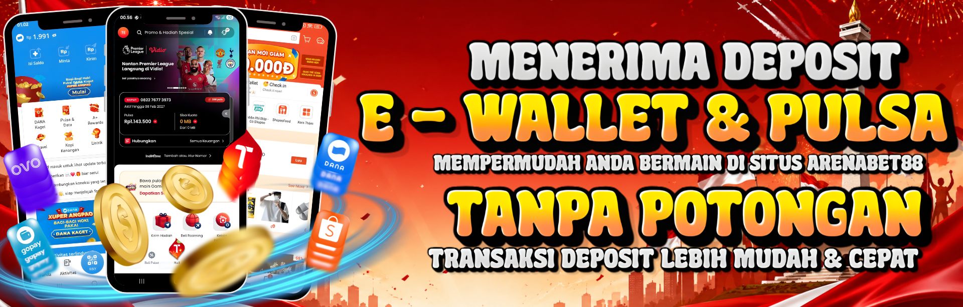 Deposit E-WALLET & PULSA Tanpa Potongan